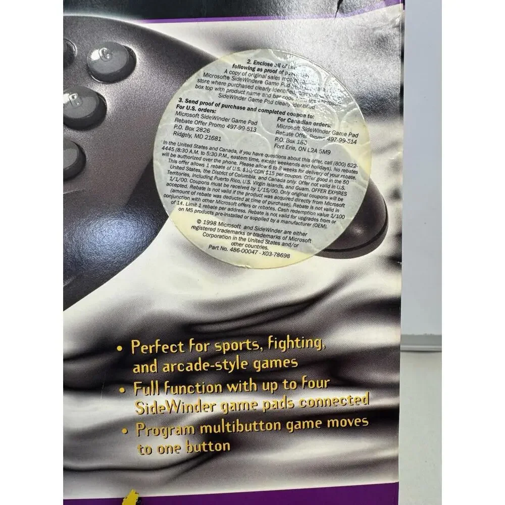 Microsoft SideWinder Game Pad Vintage PC USB Controller w/ Original Box 1996